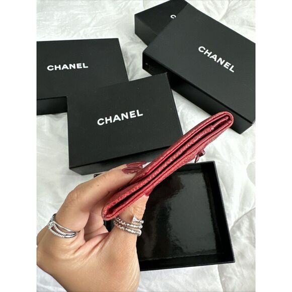 CHANEL Red Caviar Leather Timeless French Wallet W/Box - Picture 4 of 16